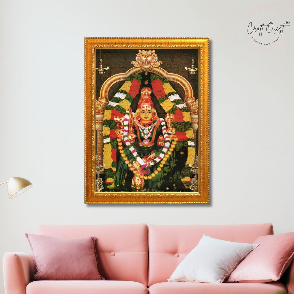 CRAFT QUEST Vijayawada Kanaka Durga Devi Durgamma Wall Photo Framed | South God Frame for Home, Office, Temple & Gifting
