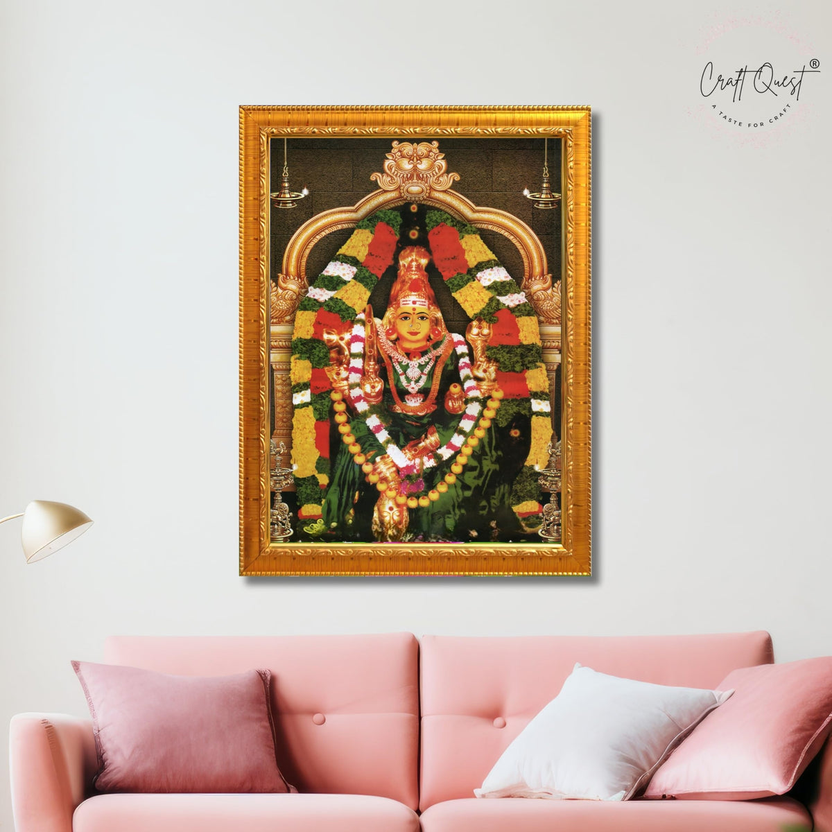 CRAFT QUEST Vijayawada Kanaka Durga Devi Durgamma Wall Photo Framed | South God Frame for Home, Office, Temple & Gifting