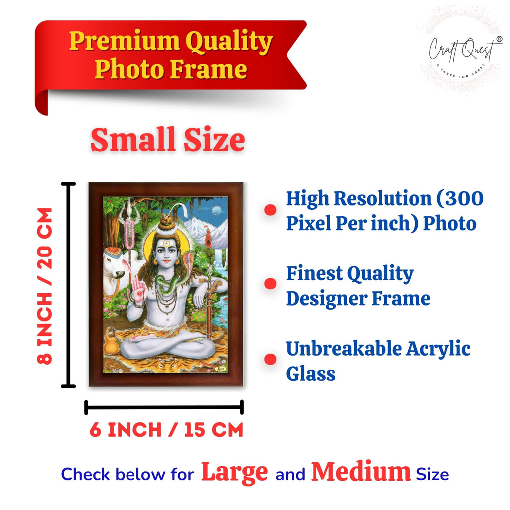 CRAFT QUEST Lord Shiva Wall Painting | Premium Framed Hindu God Wall Art | Spiritual Mahadev Poster for Living Room, Bedroom, Office, Meditation & Temple Décor |