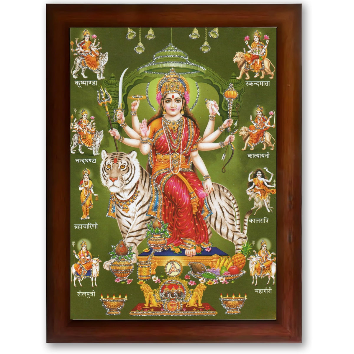 CRAFT QUEST Durga Maa Nav Navadurga Navdurga Wall Painting Framed Home Decor Items