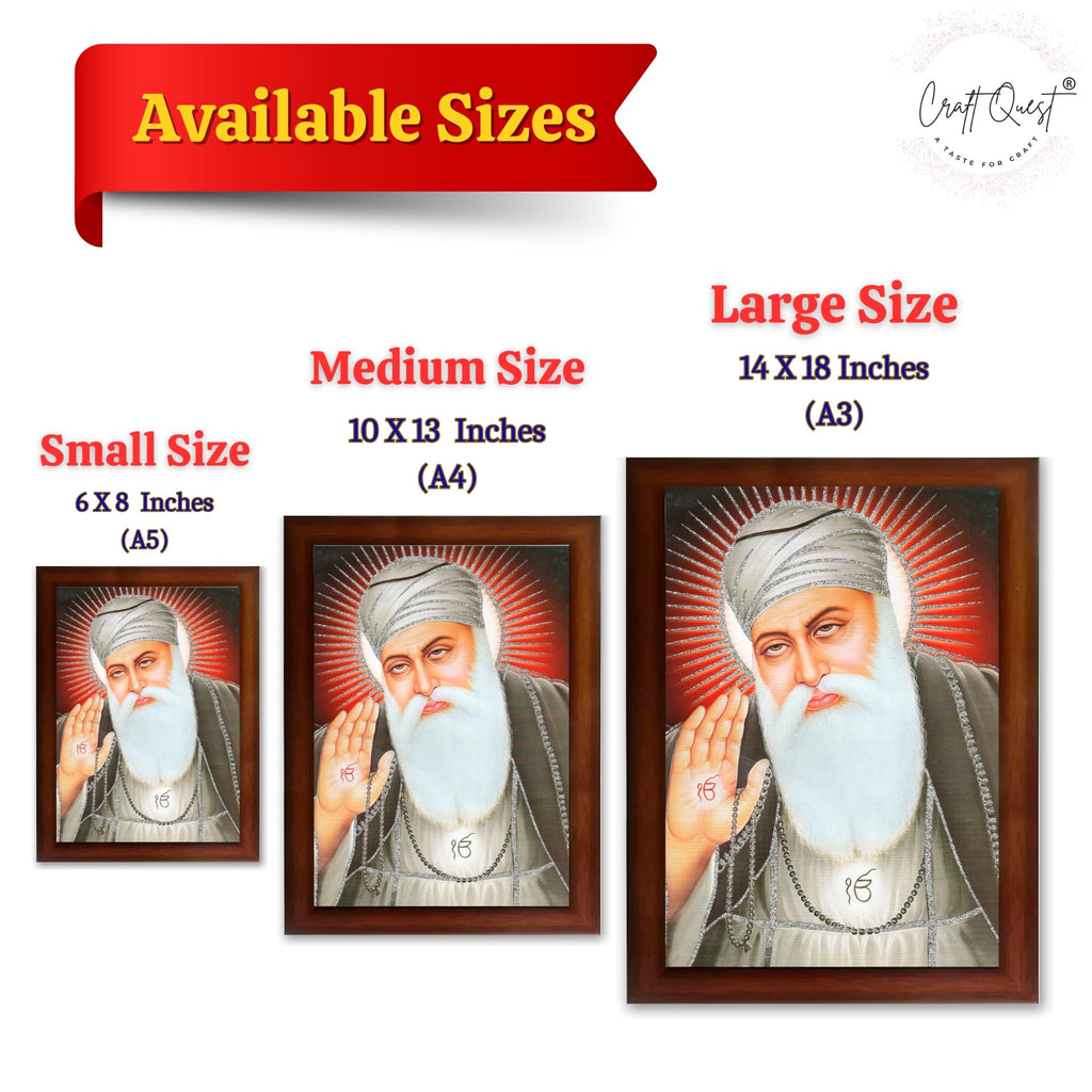 CRAFT QUEST Gurunanak Dev Ji Photo Frame Waheguru Sikh Guru Photo for Home Decor Spiritual Wall Hanging Living Room Decoration