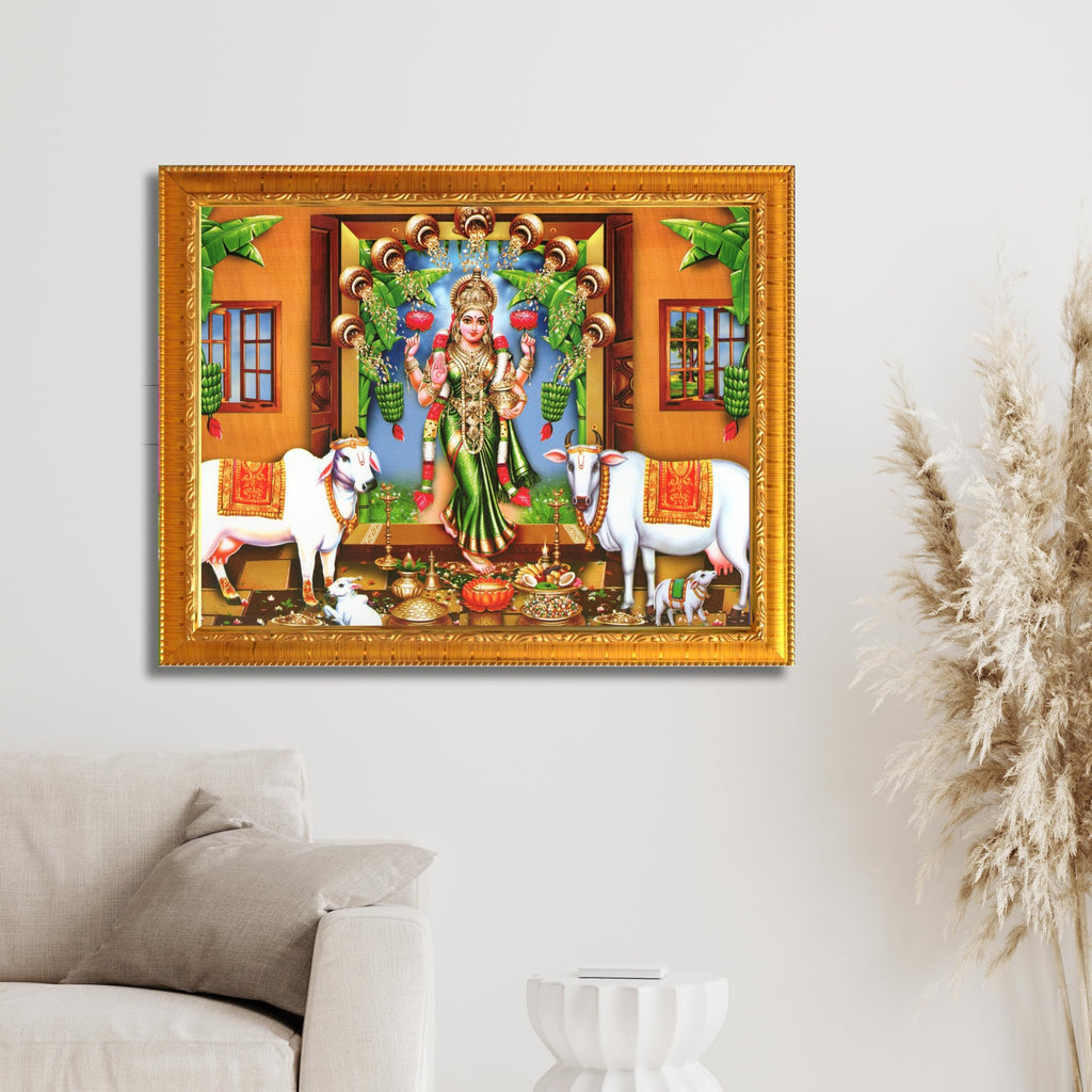 CRAFT QUEST Goddess Lakshmi Mata Wall Painting Photo Framed | Acrylic Glass, Lightweight | Ideal for Home, Office, Temple & Puja Room, Wall Decor