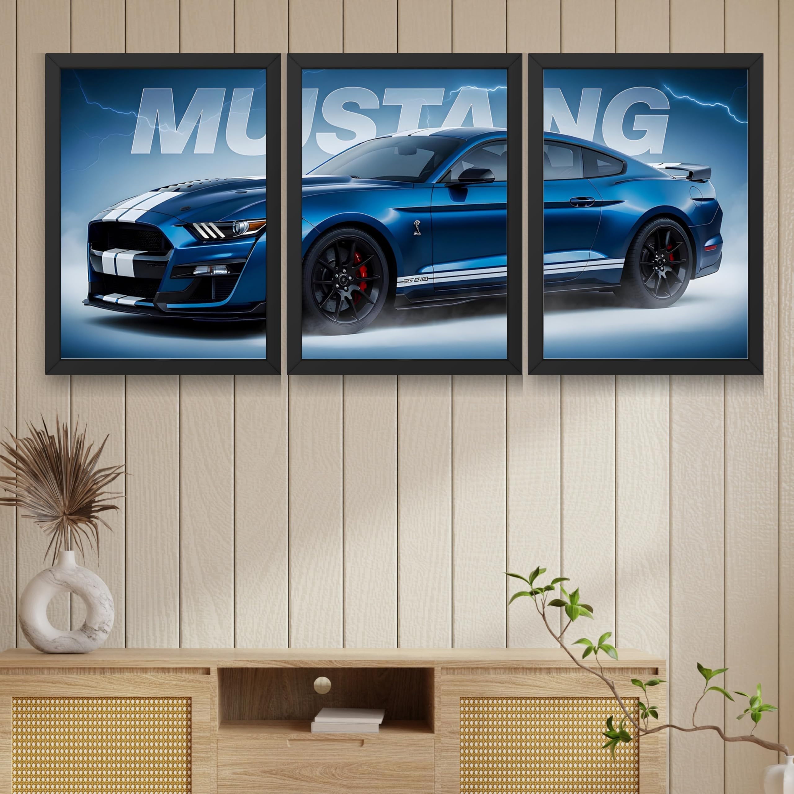 VENUXE ARTS Set Of 3 Big Sports Cars Framed Posters Gift Items for Boys Room Wall Decoration Bedroom, Living Room, Office, Studio Décor | Car Poster Frame for Wall Décor
