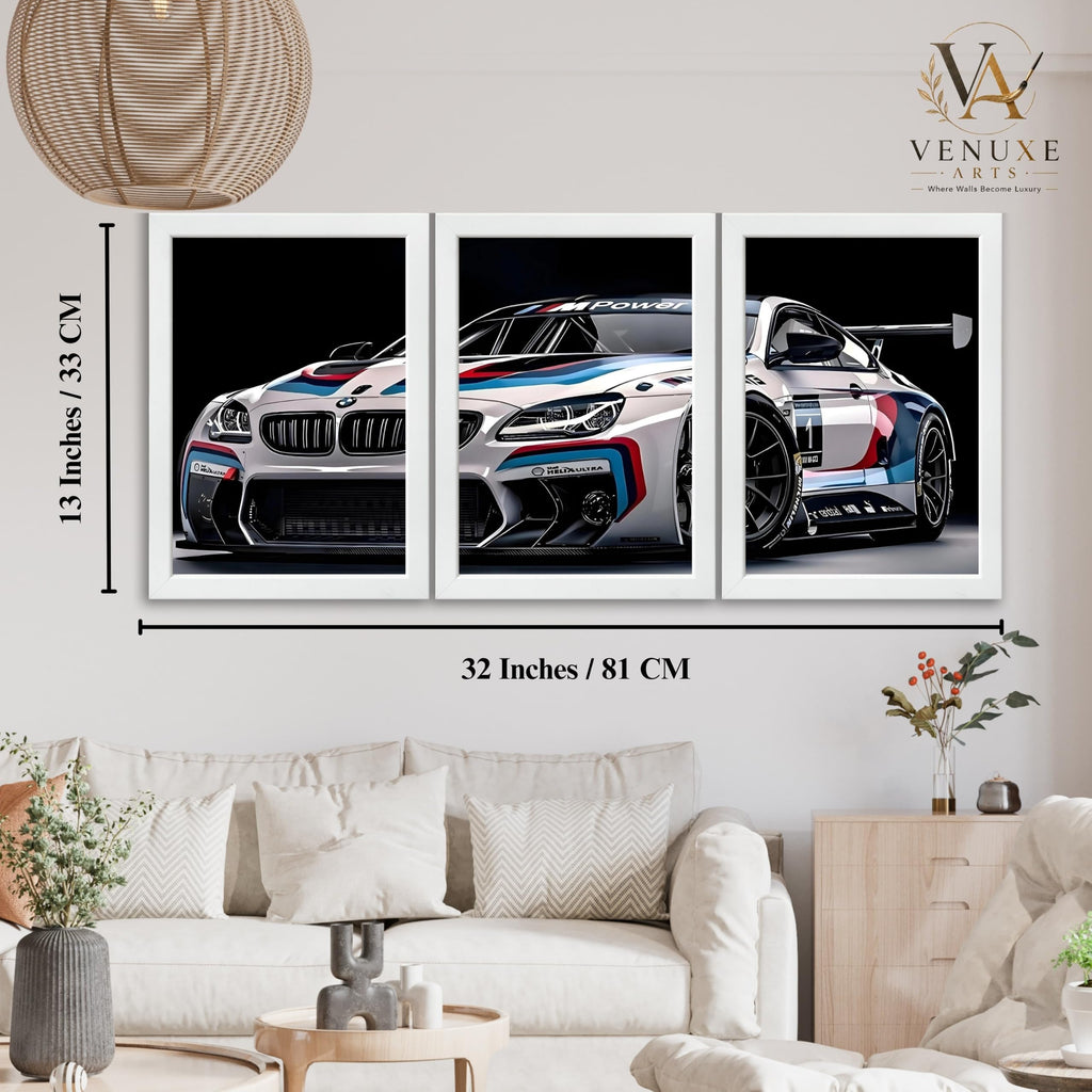 VENUXE ARTS Set Of 3 Big Sports Cars Framed Posters Gift Items for Boys Room Wall Decoration Bedroom Living Room Office Studio Décor | Car Poster Frame for Wall Décor