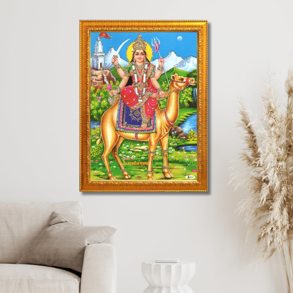 CRAFT QUEST Dasha Devi Mata Maa Shri Momai Dashamaa Wall Painting For Home Decor wooden framed