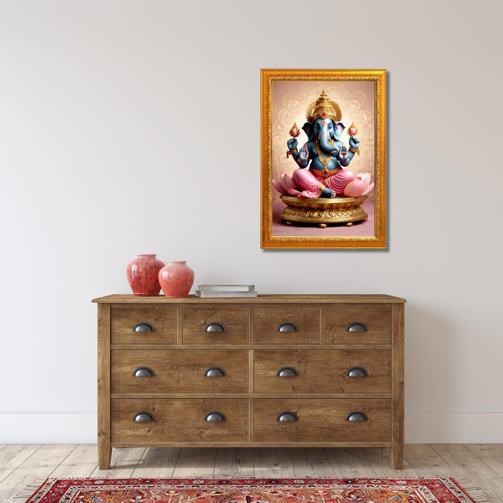 CRAFT QUEST God Ganesh Ganpati ji Ganesha Art Framed Painting Ready to Hang