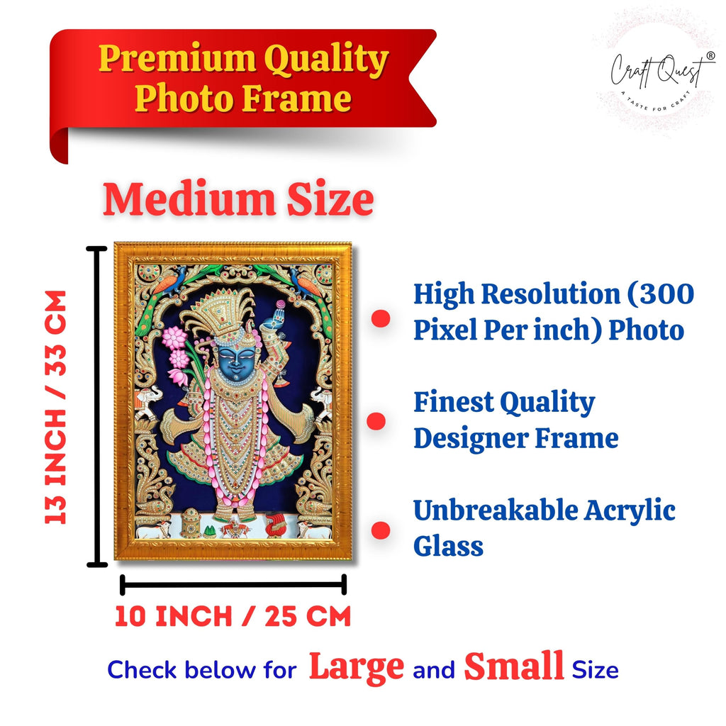 CRAFT QUEST Shreenath ji shree nathaji bhagvan Photo Frame for Wall Hanging/Gift/Temple/puja Room/Home Decor Frame with Unbreakable Acrylic Glass