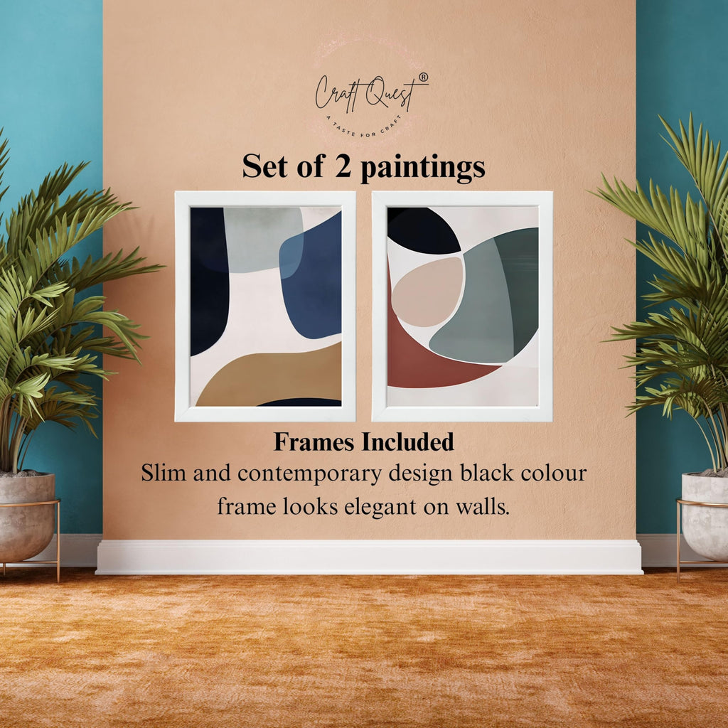 CRAFT QUEST Wall Art Decor Paintings | Set of 2 Abstract Wall Art Frames for Home Decoration | Perfect for Living Room, Bedroom & Office
