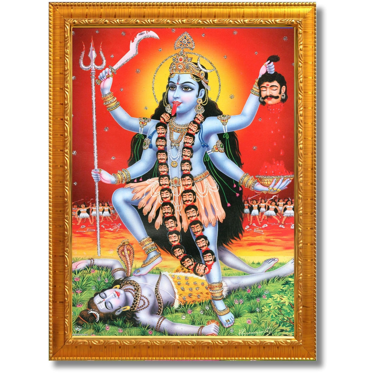 CRAFT QUEST Kali Mata photo with frame, God Religious Framed Painting