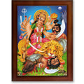 CRAFT QUEST Durga mata Mahishasura Mardini | Mahisasur Mardhini Durga Maa Wall Painting Framed, Religious Photo Frame With Acrylic Glass