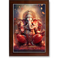 CRAFT QUEST Lord Ganesha Ji Laminated God Photo Frame Wall Decor Mandir Pooja Poster Religious Painting Divine Hindu Temple Decoration Spiritual Blessings Home Office Gift