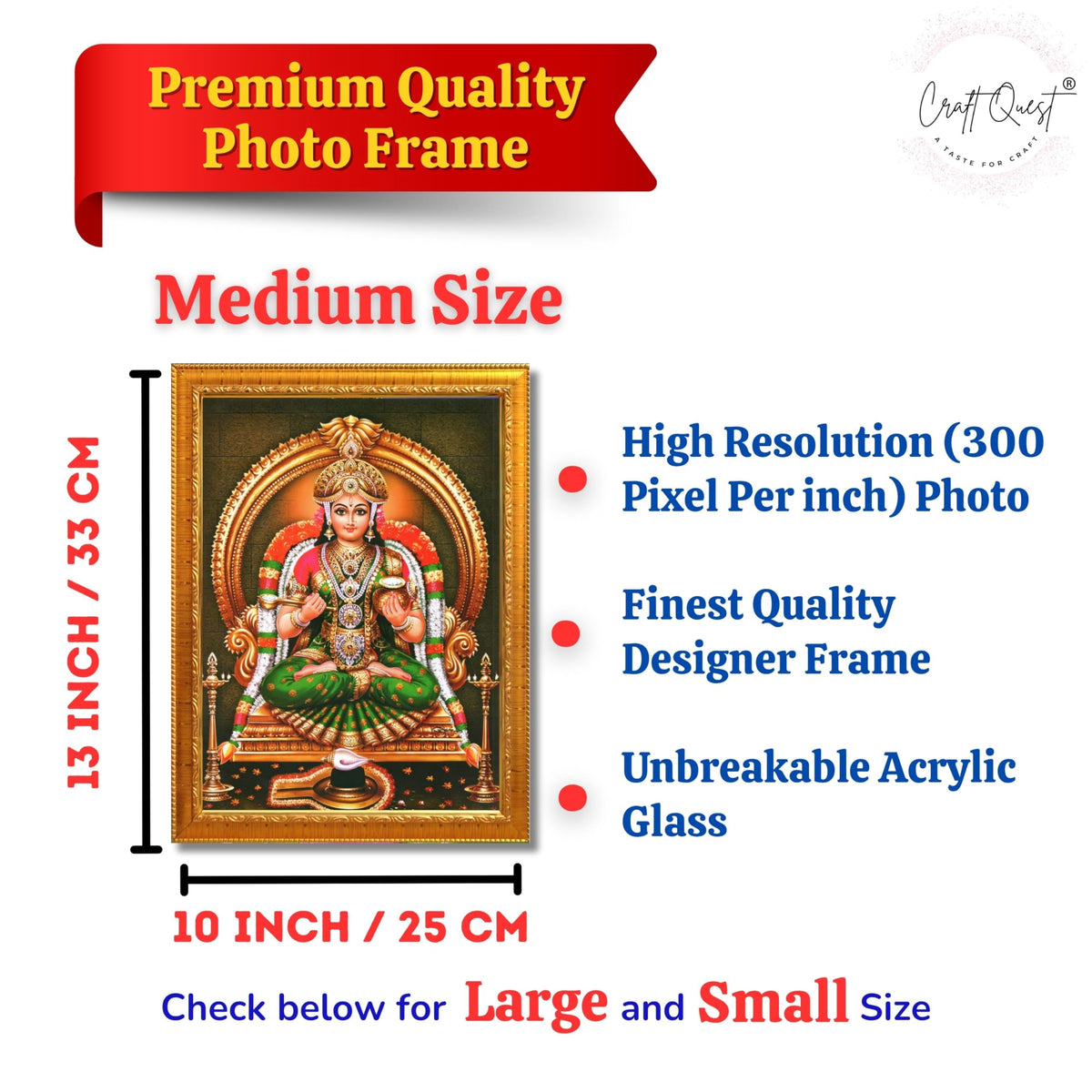 CRAFT QUEST Shiva & Maa Annapurna devi sitting on throne photo frame with Acrylic Glass for Kitchen, Food & Prosperity Blessing Hindu