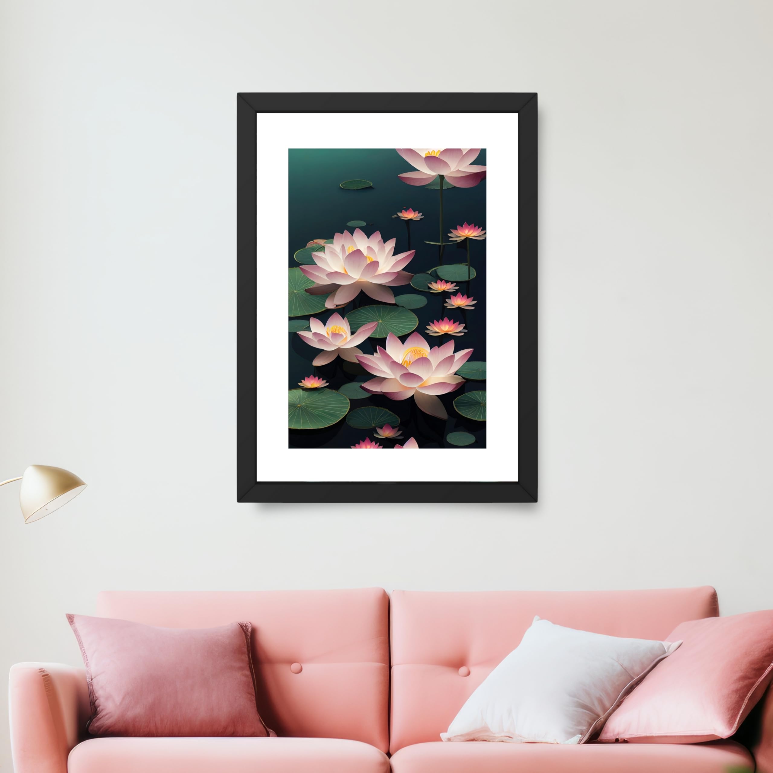 CRAFT QUEST Lotus Photo Frame Wall Vastu,Lotus Flower, Kamal Phool Painting for Vastu | Paintings for Home Decoration, Living room, and Office Décor