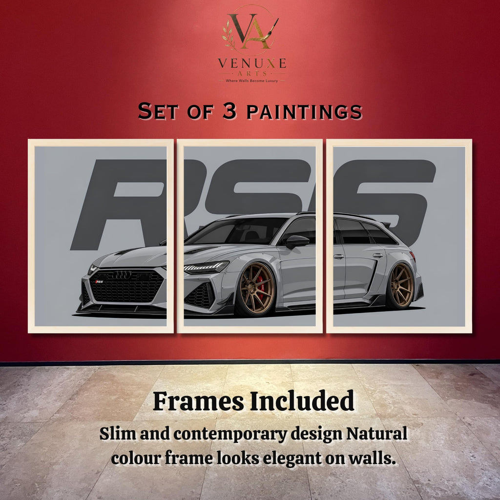 VENUXE ARTS Set Of 3 Big Sports Cars Framed Posters Gift Items for Boys Room Wall Decoration Bedroom Living Room Office Studio Décor | Car Poster Frame for Wall Décor