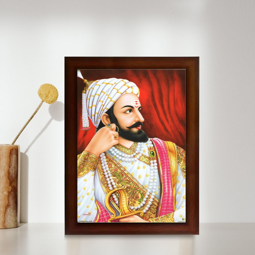 CRAFT QUEST Chhatrapati Shivaji Maharaj photo frame Home Decorative items with synthetic frame (Style 2)