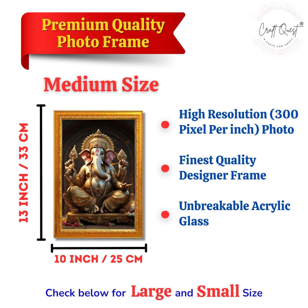 CRAFT QUEST Lord Ganpati Ganapathi Hanging Wall Painting Framed Home Decor GA-258