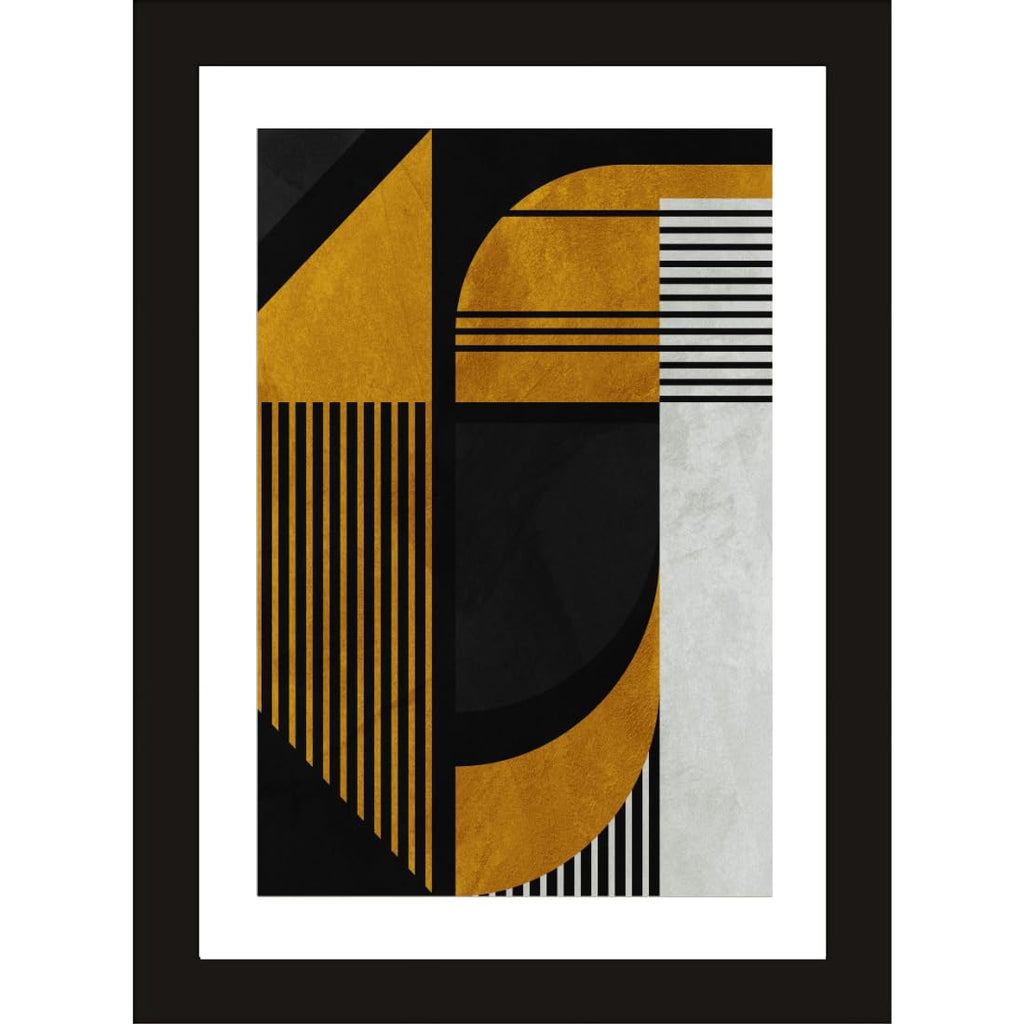 CRAFT QUEST Abstract Digital Geometric Modern Art Painting Poster Frame for Home & Office Wall Decoration - Portrait, Wall Display (Black, 14x10 Inch Frame with Art Print)