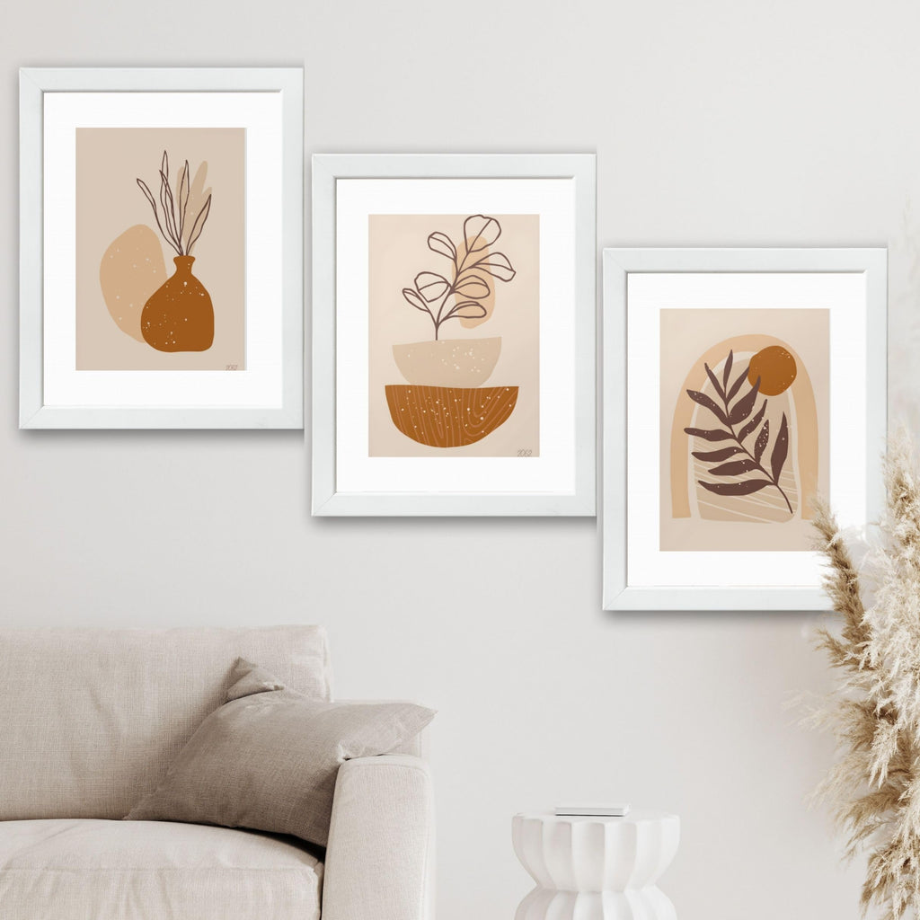 CRAFT QUEST Wall Art Decor Paintings | Set of 3 FLORAL Wall Art Frames for Home Decoration | Ideal for Living Room, Bedroom & Offices