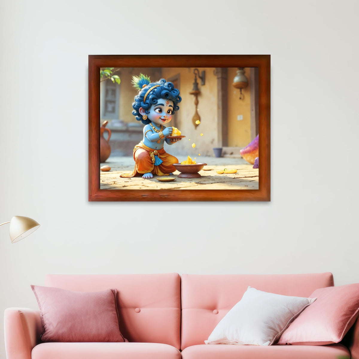 CRAFT QUEST Shri Bal Gopal Painting | Baby Krishna Photo Frame | Krishna Photo Frames for Walls, Home, Living Room and Home Décor