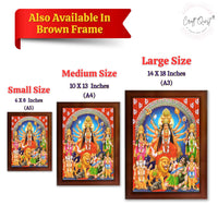 CRAFT QUEST Durga mata Mahishasura Mardini | Mahisasur Mardhini Durga Wall Painting Framed, Goddess Religious Photo Frame With Acrylic Glass
