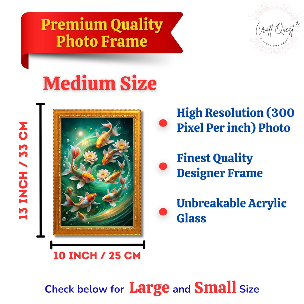 CRAFT QUEST Vastu Fishes Painting With Floating Frame Home Office Wall Decor | Paintings for Home Decoration, Living room, Bedroom and Office Décor