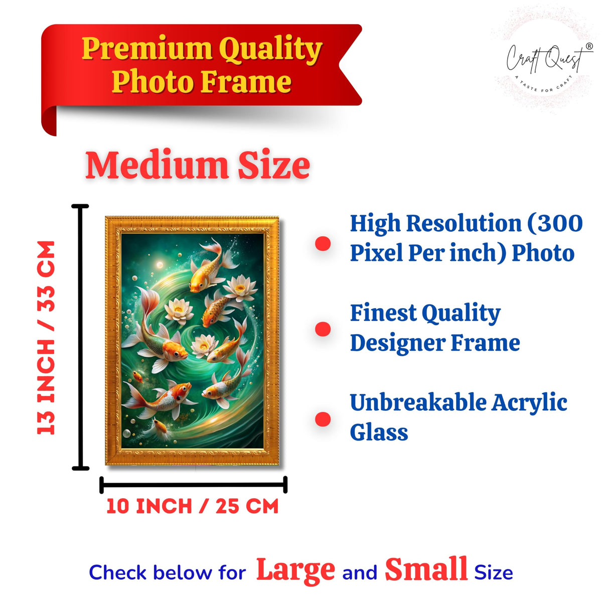 CRAFT QUEST Vastu Fishes Painting With Floating Frame Home Office Wall Decor | Paintings for Home Decoration, Living room, Bedroom and Office Décor