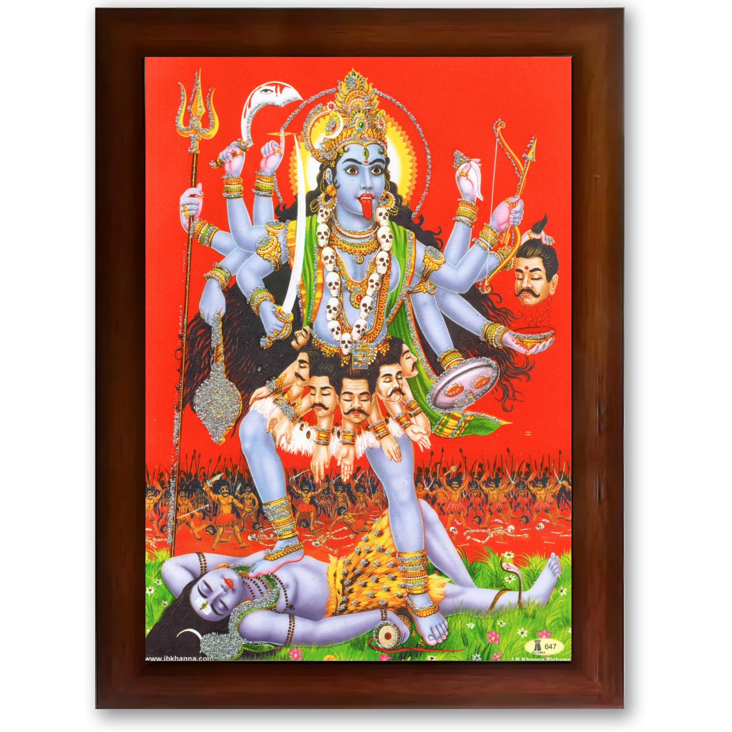 CRAFT QUEST Maha Kali Mata Ji Mahakali Shiv Shiva Wall Painting Framed Home Decor