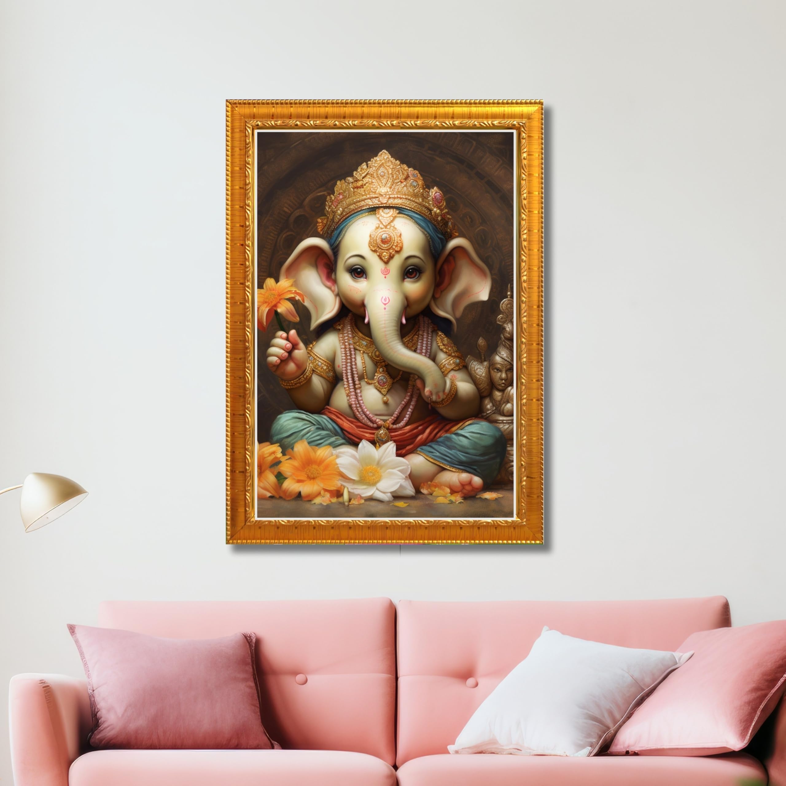 CRAFT QUEST Lord Ganesha Ganpati ji Abstract Modern Wall Painting With Frame For Home and Office Décor