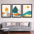 CRAFT QUEST Modern Art Landscapes Sanlian Adornment Abstract Wall Art | Set of 3 Frames for Home Decoration | Ideal for Living Room, Bedroom & Offices