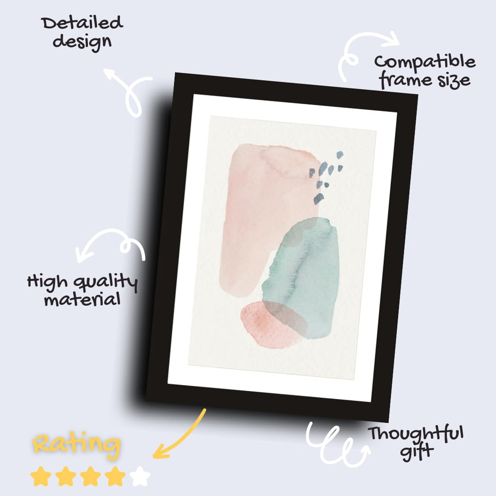 CRAFT QUEST Abstract Digital Modern Art Painting Poster Frame for Home & Office Wall Decoration - Portrait, Wall Display (Black, 14x10 Inch Frame)