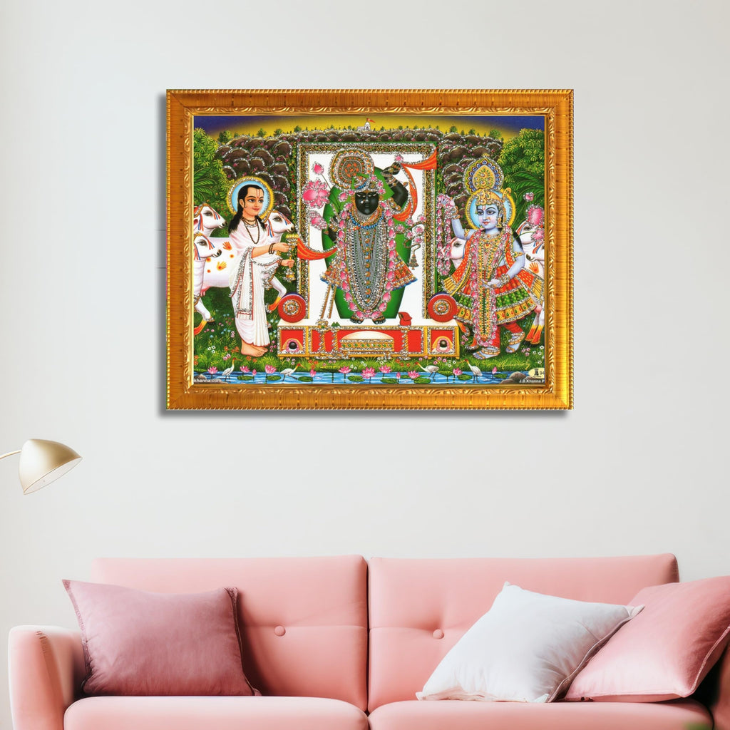 CRAFT QUEST Shrinathji Photo with Frame Shreenathji Photo with Frame Religious Framed Painting Home Decorative Item Synthetic Wood frame