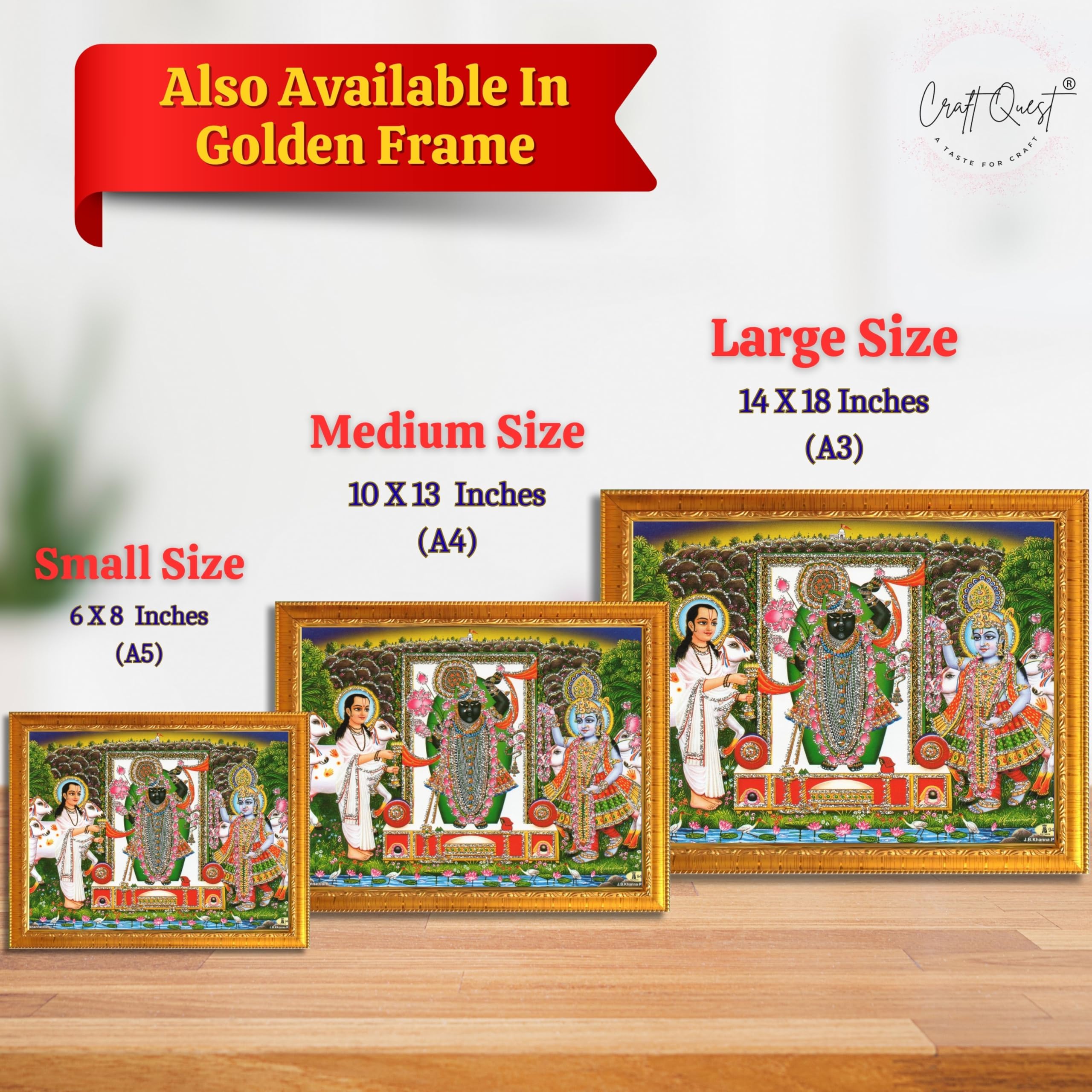 CRAFT QUEST Lakshmi Devi Dhana Vaivabh Laxmi Maa Wall Painting Frame for Diwali,Temple, Pooja, Living Room Home and Decor items