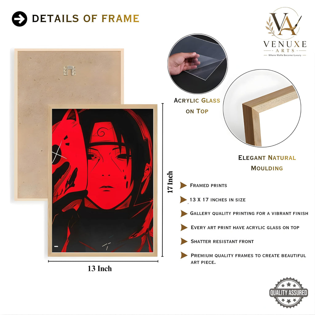 VENUXE ARTS Set Of 3 Anime Characters Wall Framed |Anime Characters Framed Poster for Living Room Bedroom Gaming Room Studio Wall Decor