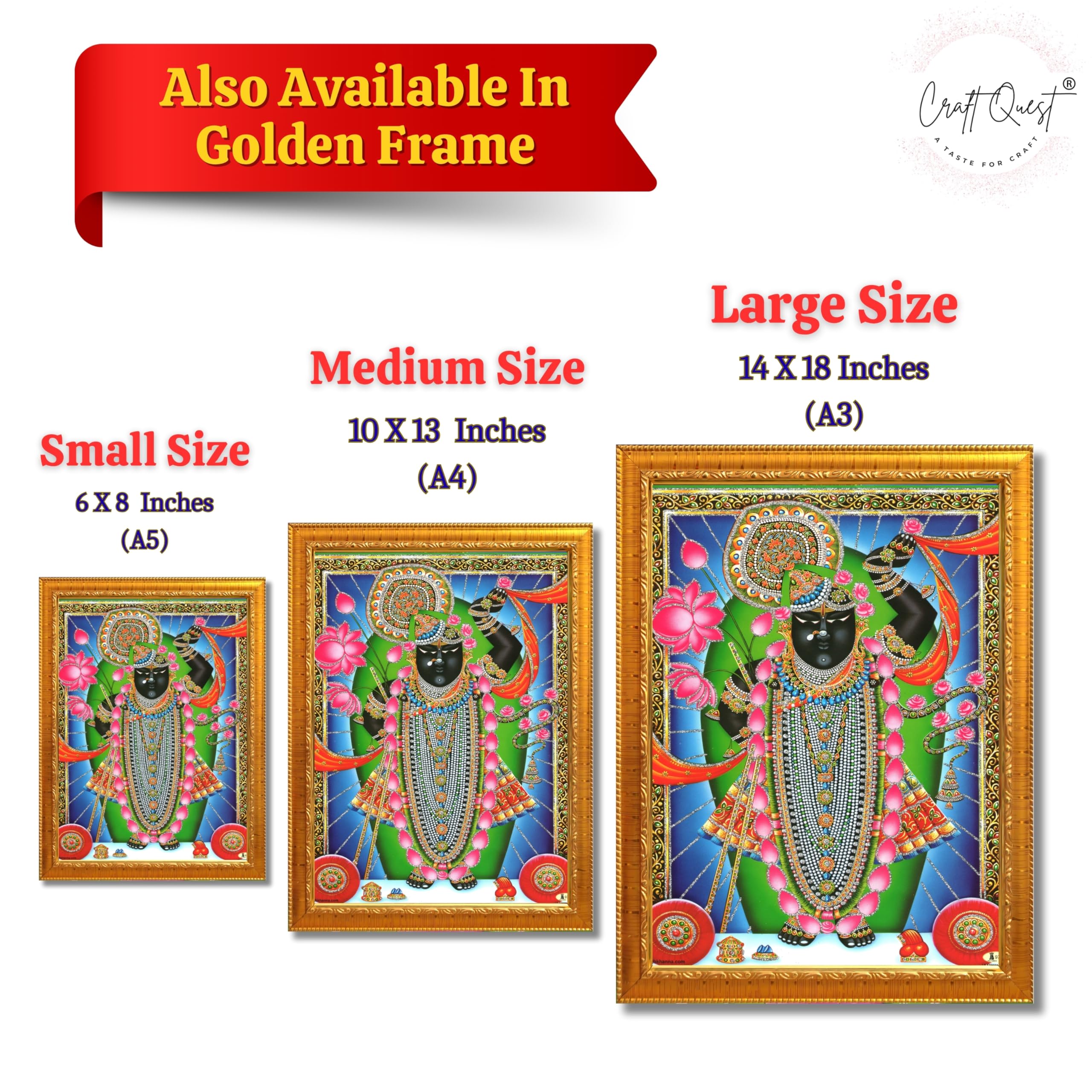 CRAFT QUEST Shrinathji Photo with Frame | Shreenathji Photo with Frame Religious Framed Painting