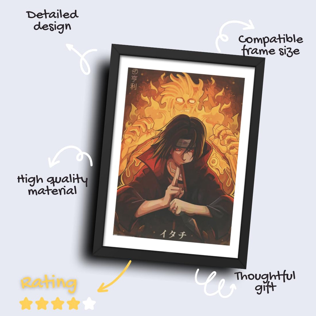 CRAFT QUEST Naruto Anime Poster Laminated Posters Framed Painting For Anime Naruto Fans Wall Decor, Home Decor with Matte Black Frame (14 Inches x 10 Inches)