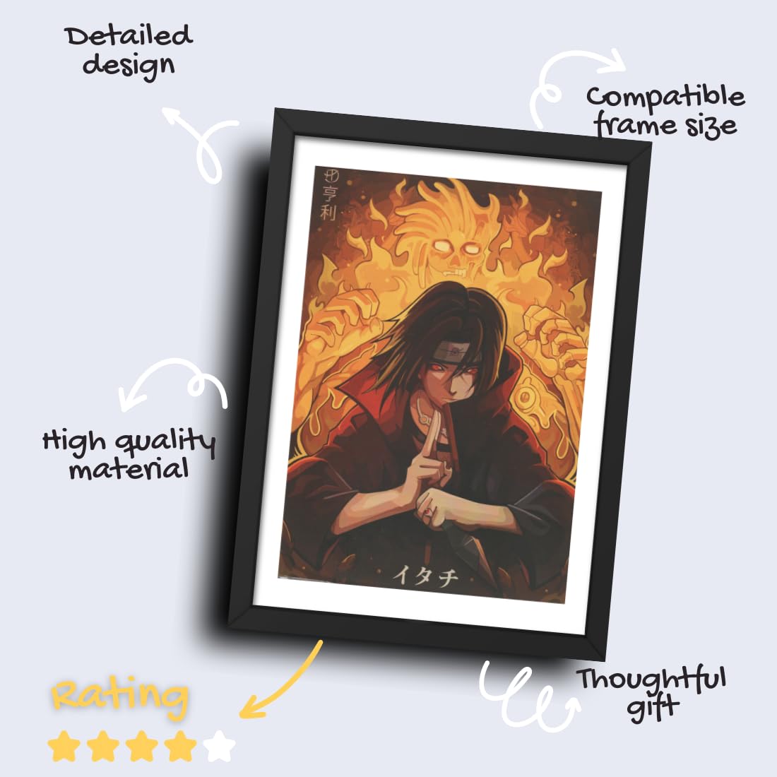 CRAFT QUEST Naruto Anime Poster Laminated Posters Framed Painting For Anime Naruto Fans Wall Decor, Home Decor with Matte Black Frame (14 Inches x 10 Inches)