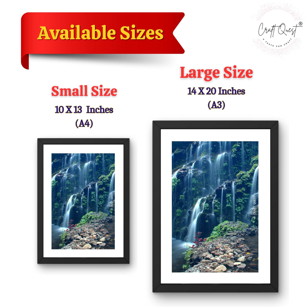CRAFT QUEST Vastu Waterfall Landscape Scenery Photo Frame With Acrylic Sheet | Living Room, Bedroom | Home Decoration | Best Gifting Option