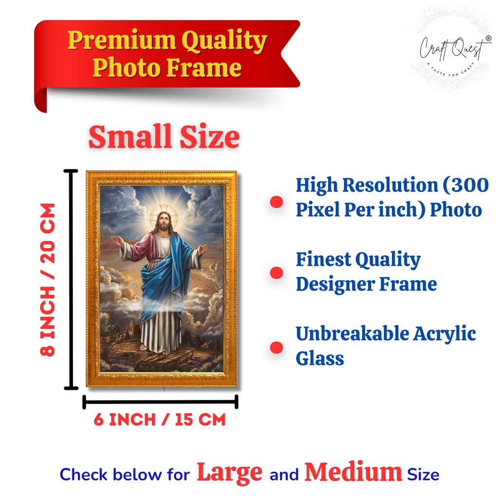 CRAFT QUEST Jesus Christ Photo with Frame, Jesus Painting, Christian Wall Frames Home and Décor