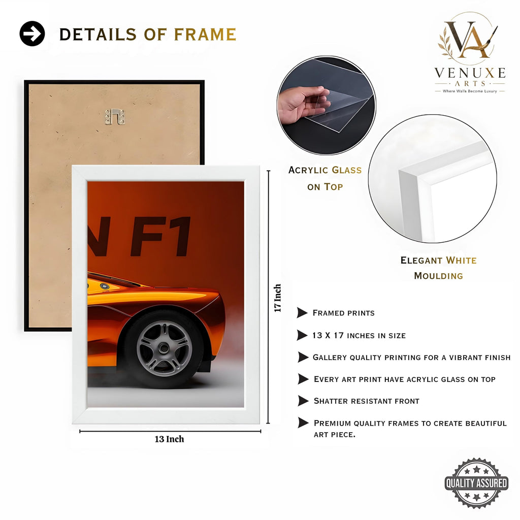 VENUXE ARTS Set Of 3 Big Sports Cars Framed Posters Gift Items for Boys Room Wall Decoration Bedroom, Living Room, Office, Studio Décor | Car Poster Frame for Wall Décor