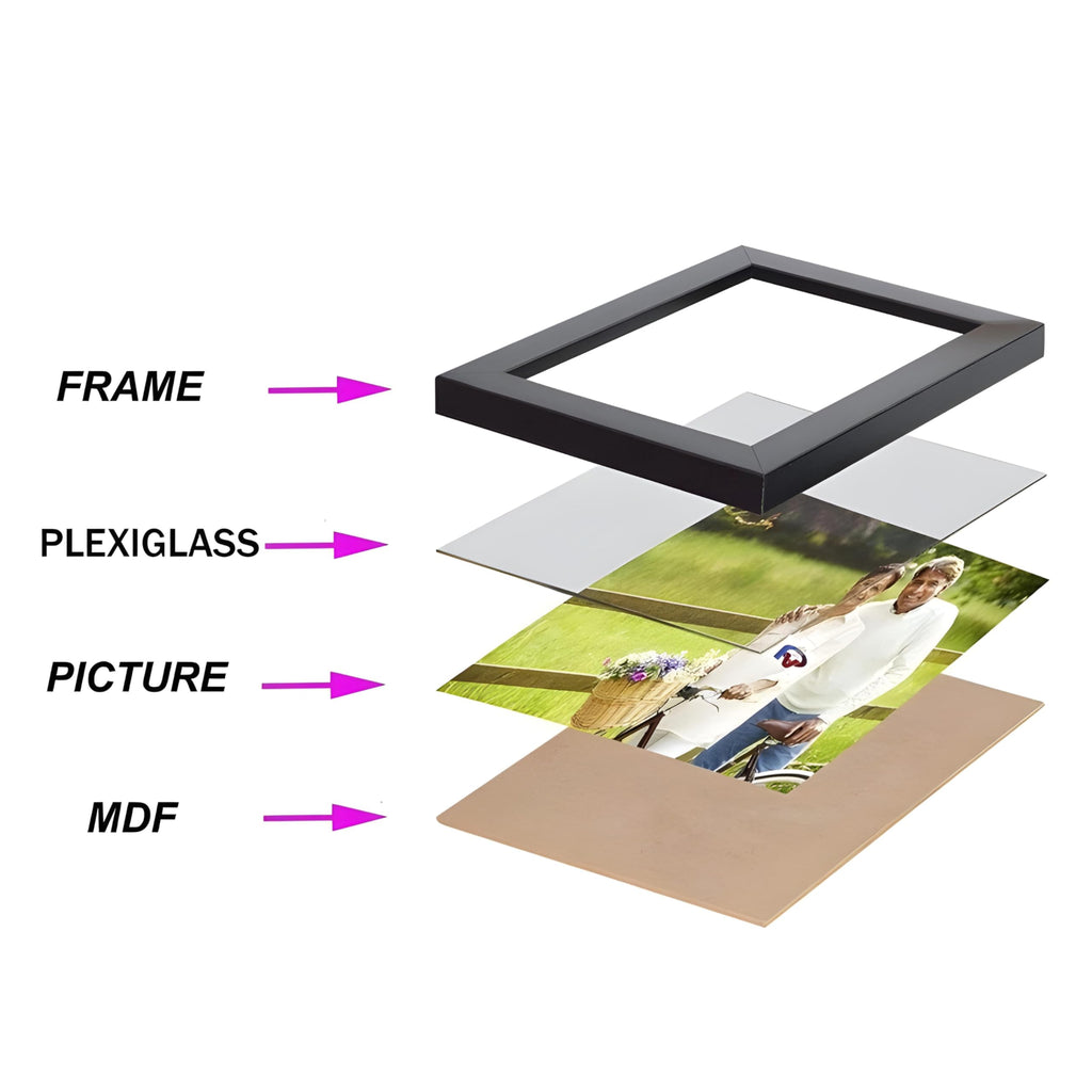 CRAFT QUEST Personalized Photo Frames With Acrylic sheet | Customized Photo Frame For Wall Decoration, Valentines day, Marriage, Birthday, Anniversary Gift Photo Frame With Your Own Picture Black
