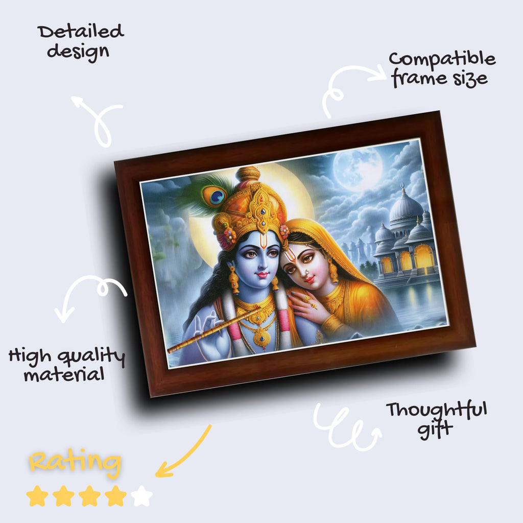 CRAFT QUEST Radha Krishna Art Photo Framed Painting for Home and Bedroom Wall Decoration of Size 14X10 Inches with Frame And Acrylic Glass
