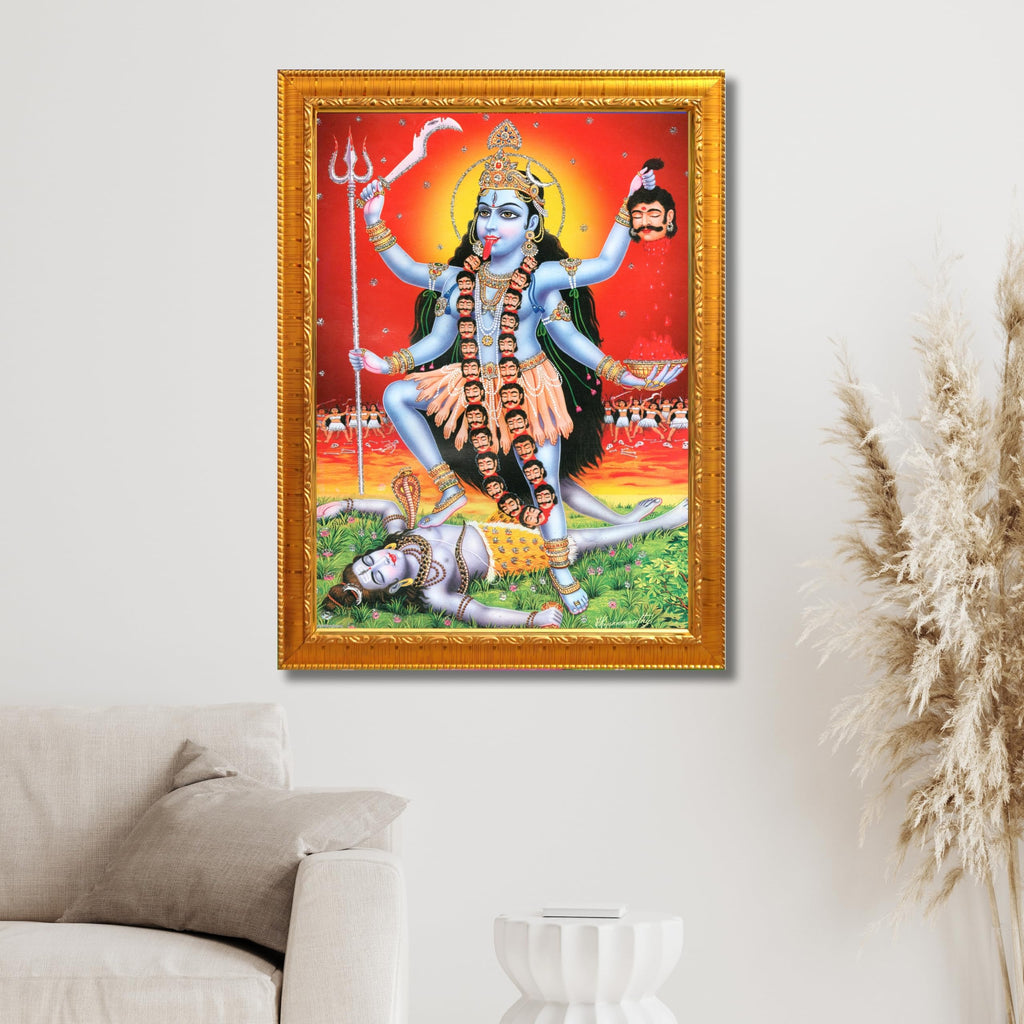 CRAFT QUEST Kali Mata photo with frame, God Religious Framed Painting