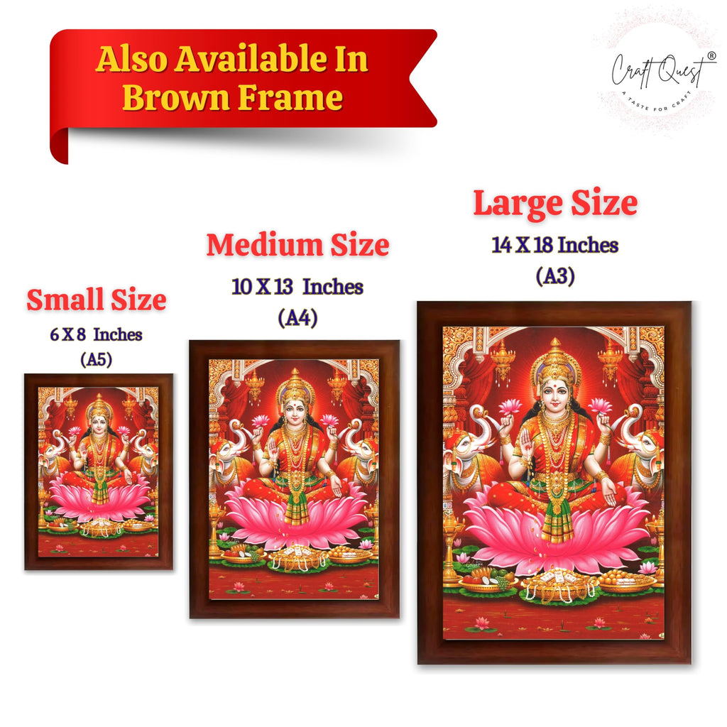CRAFT QUEST Goddess Lakshmi Devi Dhana Vaibhav Laxmi Maa Wall Painting Frame Home Decor