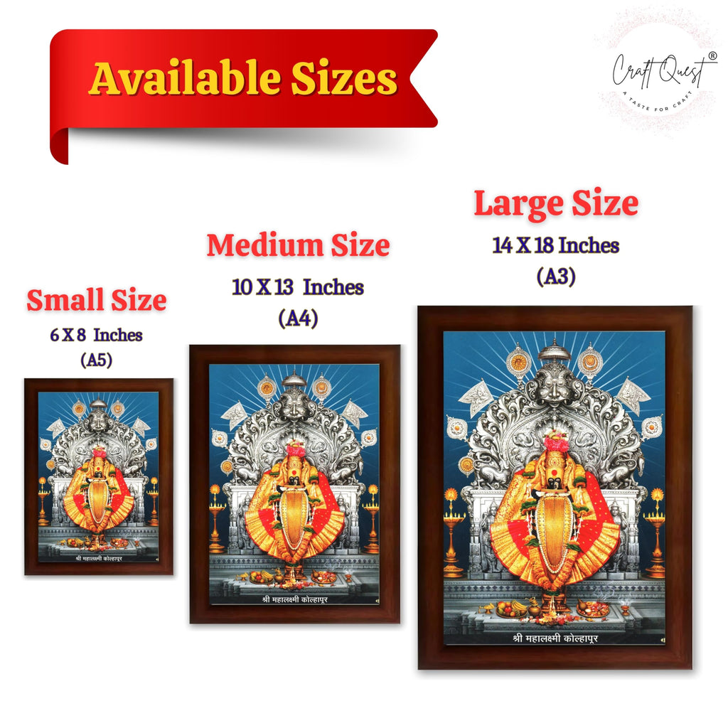 CRAFT QUEST Goddess MahaLakshmi Devi Kolhapur Wall Painting Frame with Acrylic glass Home Décor