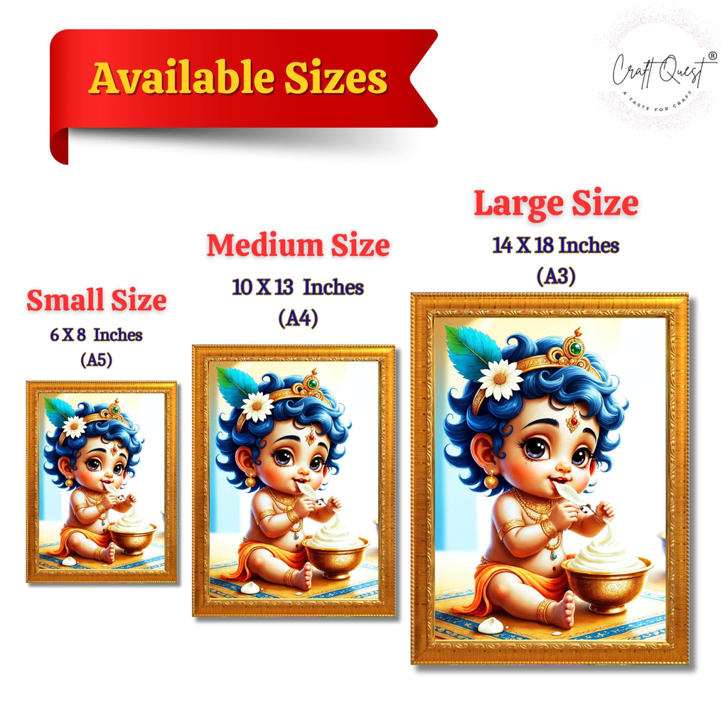 CRAFT QUEST Bal Gopal Painting Kanha Ji Poster | Walls Home Bedroom Living Room Decoration Gift.
