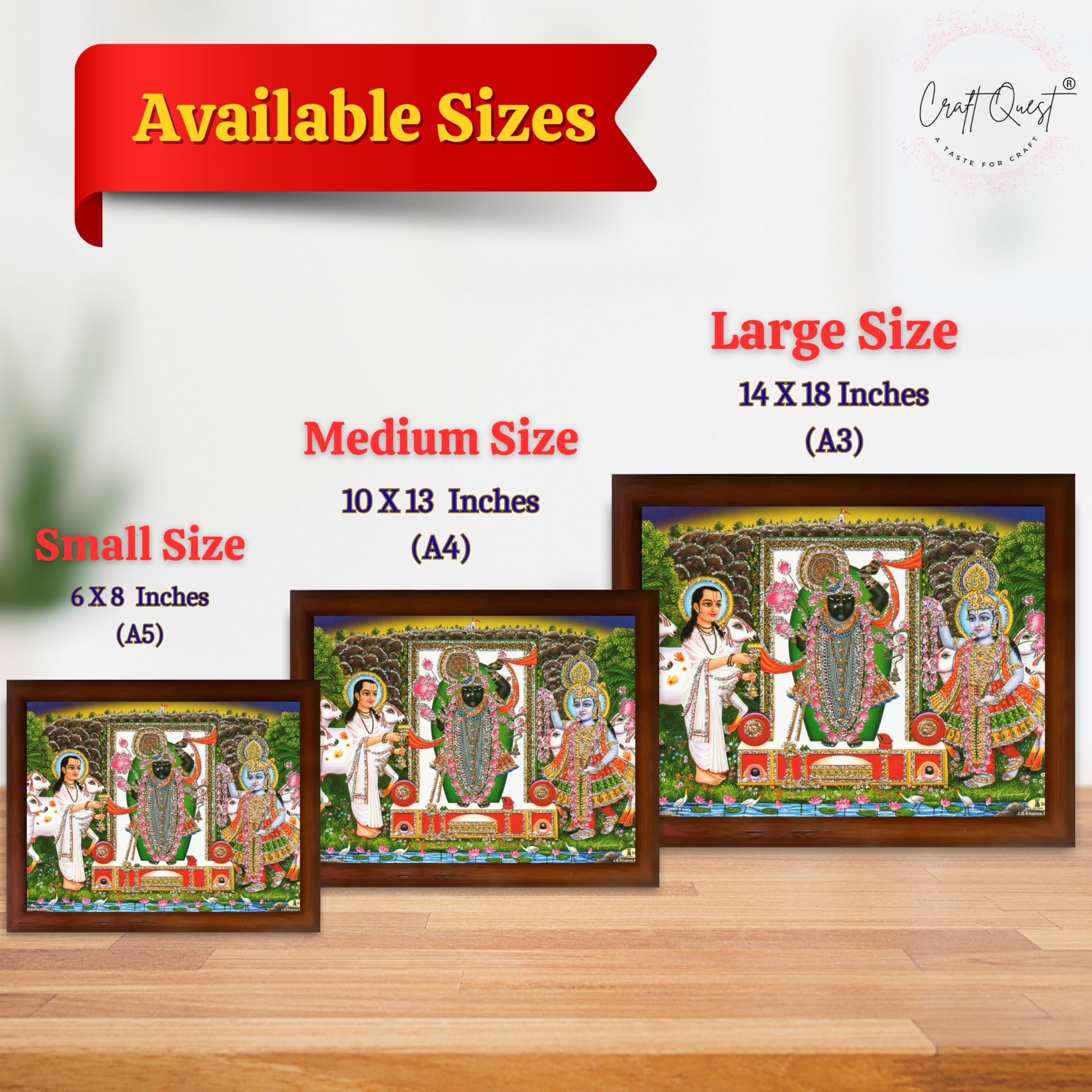 CRAFT QUEST Shrinathji Photo with Frame Shreenathji Photo with Frame Religious Framed Painting Home Decorative Item Synthetic Wood frame