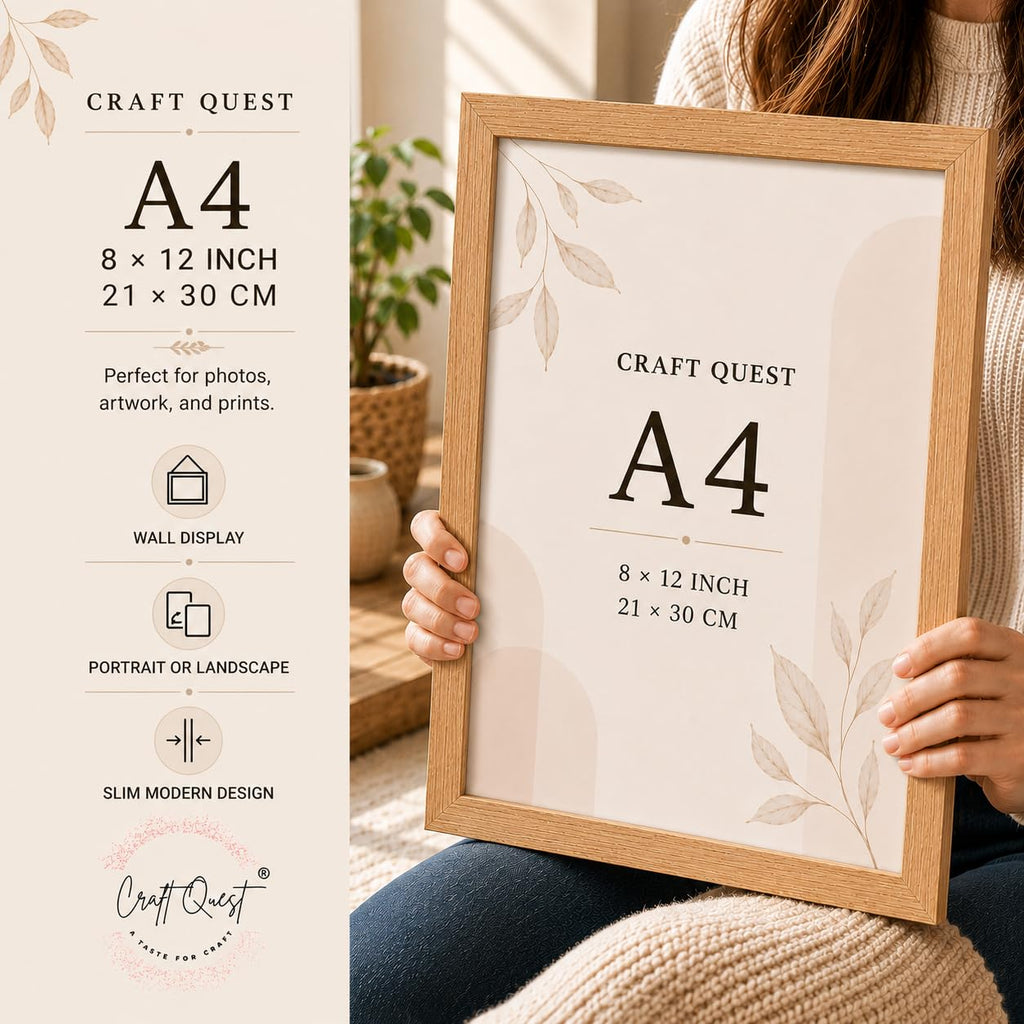 CRAFT QUEST 4X6 Inch Size synthetic Wall Mount Photo frames Single For Home Decoration, Living Room, Office Decoration (Natural, Set of 1)