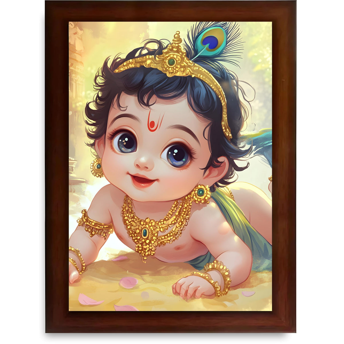 CRAFT QUEST Shri Bal Gopal Painting | Baby Krishna Photo Frame | Walls, Home, Living Room and Home Décor