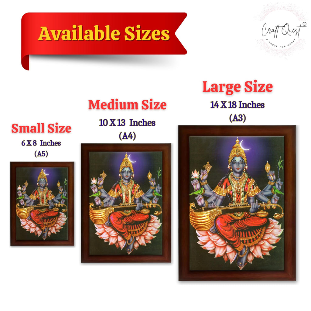 CRAFT QUEST Raja Syamala Devi Shyamala Matangi Wall Painting Framed | South God Picture Frame for Home, Office, Temple & Gifting, Decor