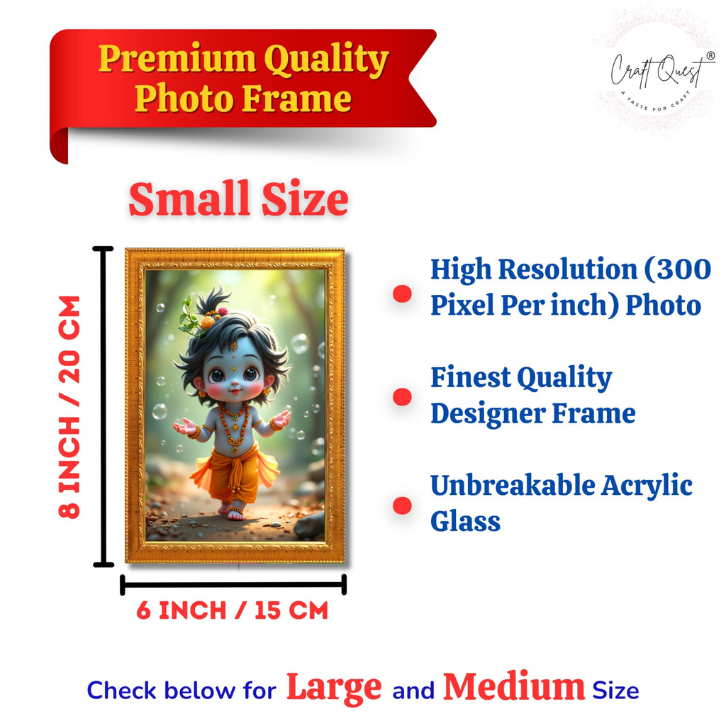 CRAFT QUEST Shri Bal Gopal Painting | Krishna Photo Frames for Walls, Home, Bedroom, Living Room and Home Decor